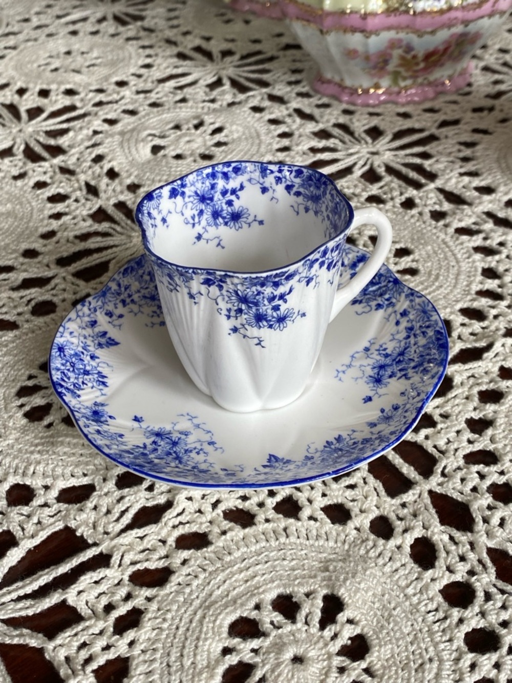 Rare  Shelley England “Dainty Blue” 051/28 MINI Teacup and Saucer / Bone China